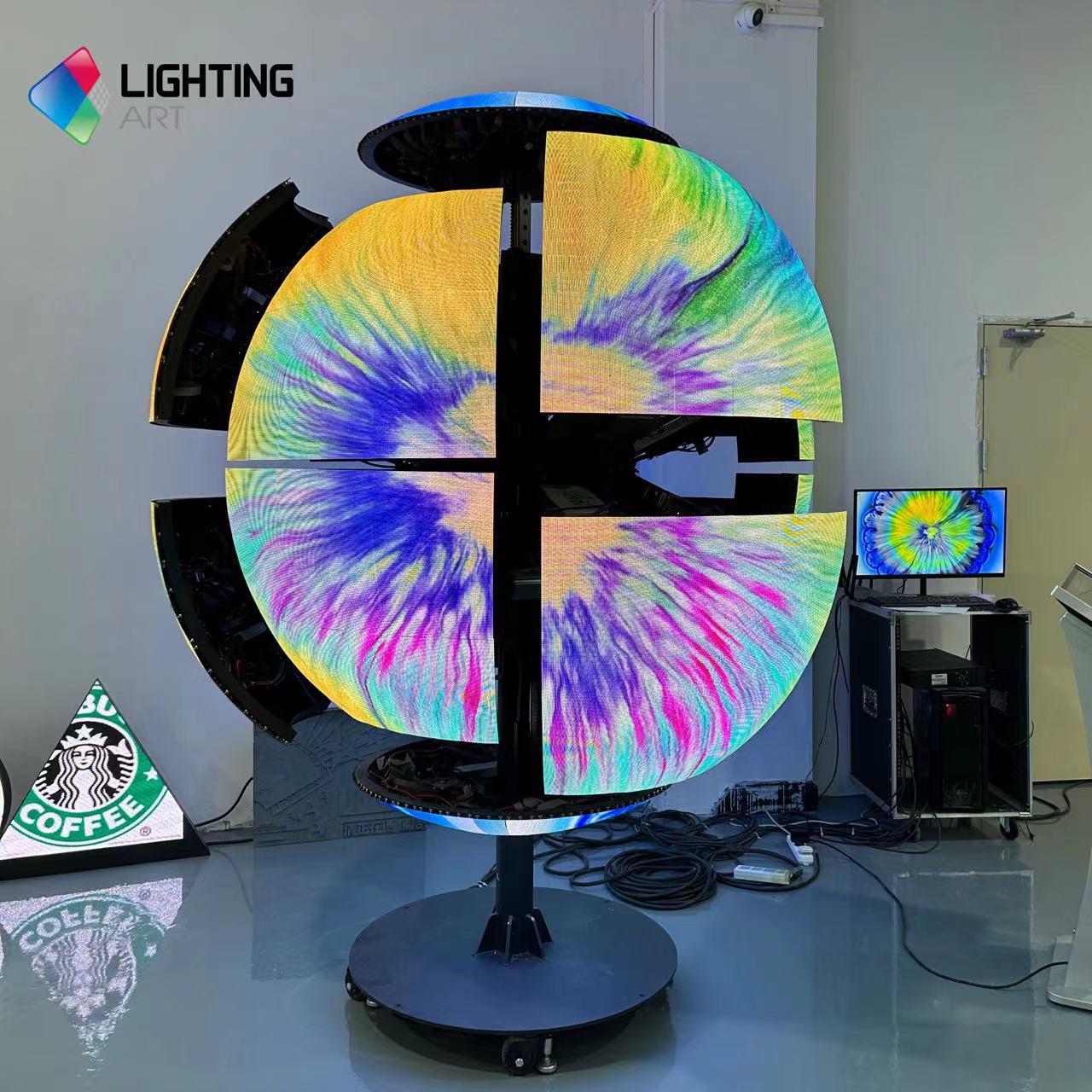 Bola telescópica mecánica Pantalla LED creativa Pantalla de esfera LED cinética