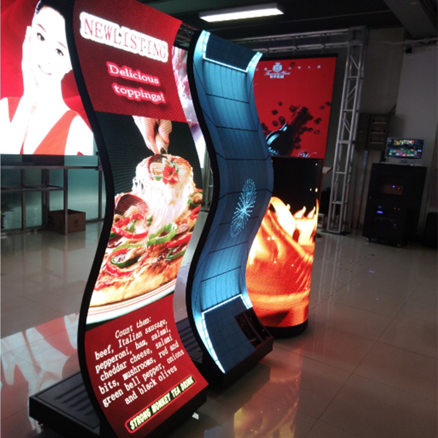 Curve Poster LED Pantallas: elevación de publicidad interior móvil para ventanas y restaurantes
