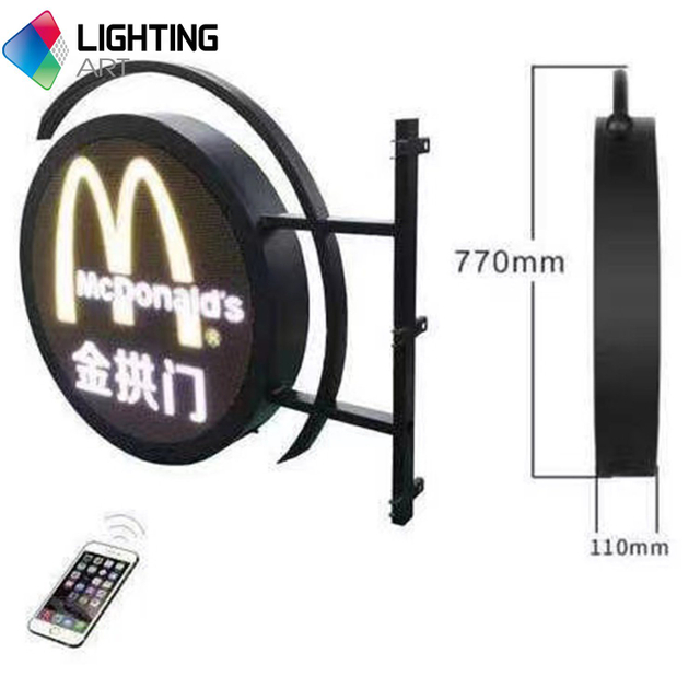 Lado ddUble al aire libre P4.6 LED Round Form Shop Shop Logotipo Publicidad de la señalización LED TIENDAS Pantalla de logotipo