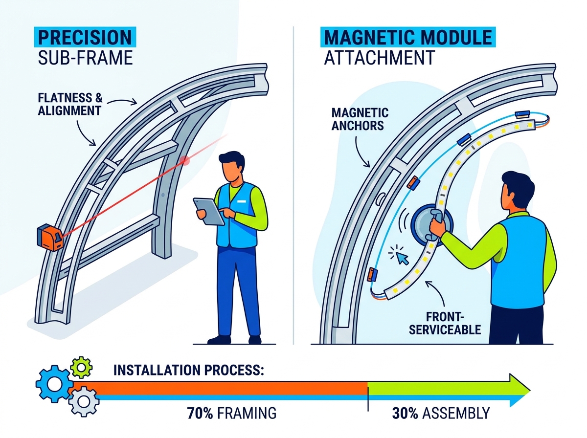 Marco de instalaci&oacute;n de pantalla LED flexible serie RF